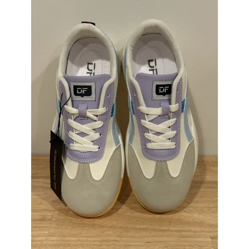 De Florance Women’s 7.5 Sneakers Blue Lavender Gray Retro Shoes New No Box